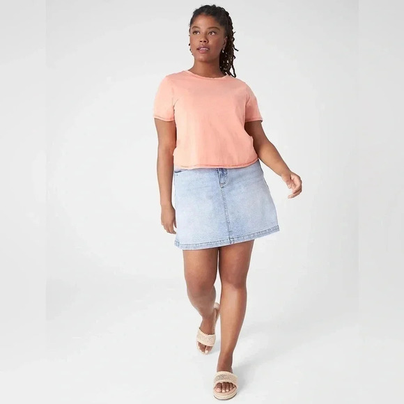 Lane Bryant Crop Crew Neck Washed Tee Desert Flower Short Sleeve Shirt Size XL - Picture 1 of 13